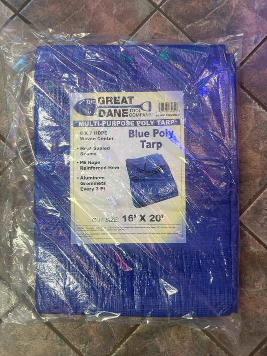 16x20 Blue Poly Tarp The Great Dane Tool Company