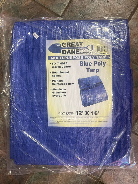 12x16 Blue Poly Tarp The Great Dane Tool Company