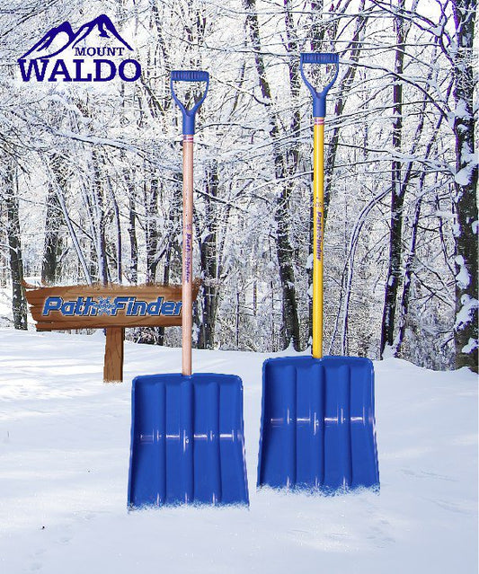 14" Pathfinder with Fiberglass Handle Snow Shovel, Color Blue